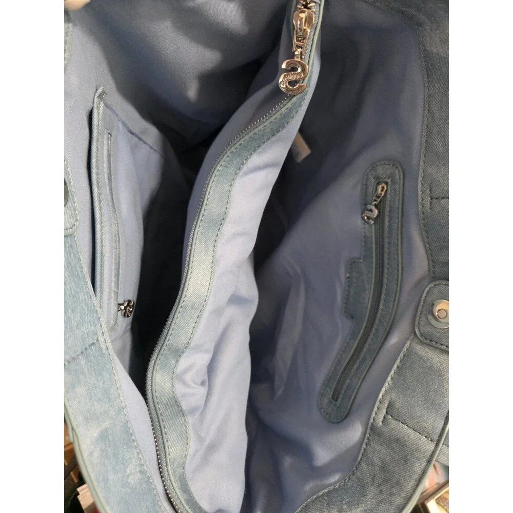 VeryRare Desigual Denim LightBlueWash Boho Embroidered&Embosd Lg Tote Bag HtFEuC